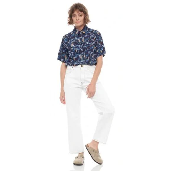 Sandrine Rose The Virgin Label High Rise Straight Leg Jeans Denim White Size 24 - Picture 1 of 9
